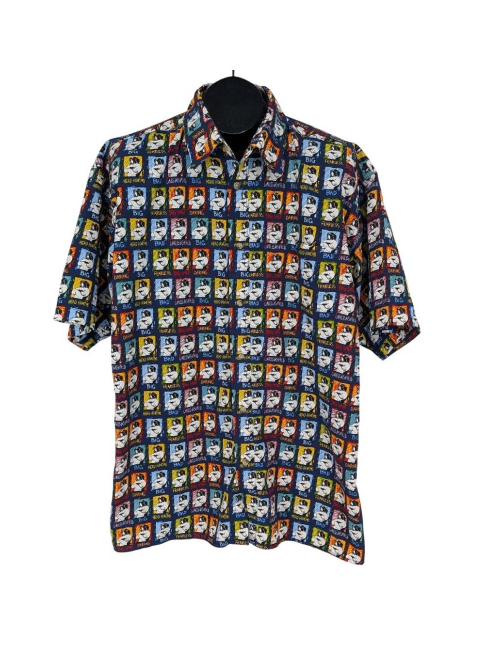 Vintage Big Dogs St Bernard Button Up Shirt Y2K Retro Comic Pop Art Loud Large